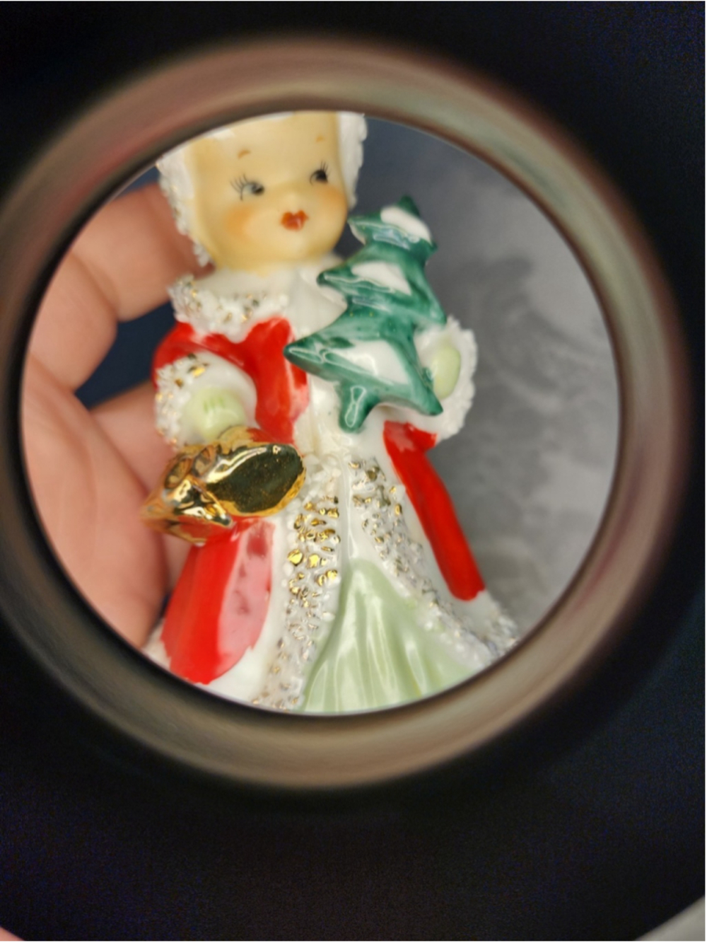 Lefton Exclusive Vintage Angel Bell Porcelain Spaghetti Trim Holding Tree - Picture 10 of 13